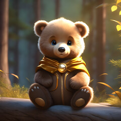 Cute bear in the magical adventure digital animation
