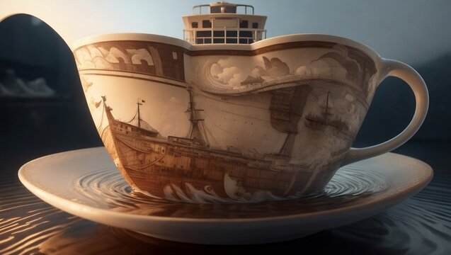 A ship like cup of coffee