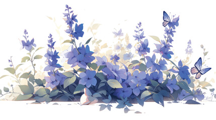 Watercolor Vintage Salvia Pattern with White Background