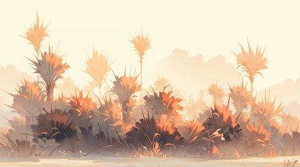 Watercolor Vintage Yucca Theme with Complementary Colors Background