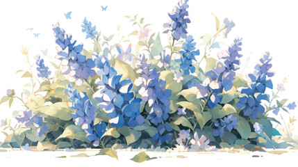 Watercolor Vintage Salvia Pattern with White Background