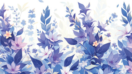 Watercolor Vintage Salvia Pattern with White Background