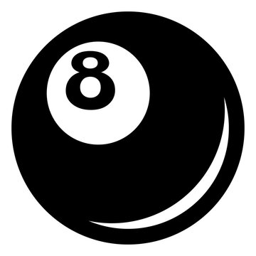 recommend clip art: Billiard ball number eight icon. Black and White line art style, editable vector Illustration file on transparent background.
