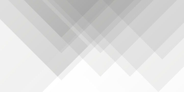 Abstract white and gray background design with layers of textured white transparent material in triangle and squares shapes. White color technology concept geometric line vector background.