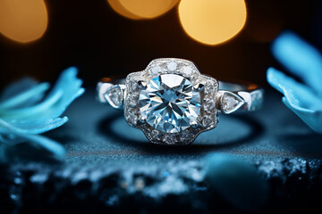 Shot of luxury diamond gemstone ring