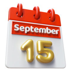 September 15 - 3d Calendar Icon Render