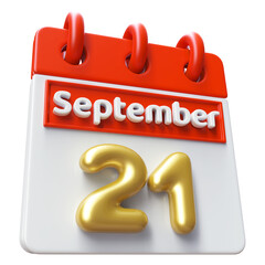 September 21 - 3d Calendar Icon Render