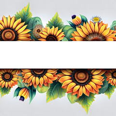 Floral border design with beautiful sunflower frame