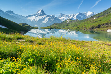 Fototapeta na wymiar Lac de Bachalp au printemps en Suisse 
