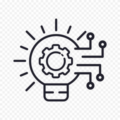 Vector illustration of a symbol of innovation, technology, inspiration, an idea in the form of a light bulb and a mechanism.