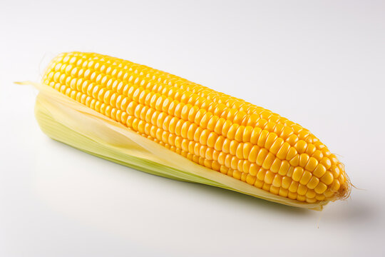 Image of peeled corn on plain backgroun