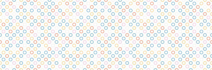 Vector abstract white seamless pattern. Bauhaus style simple shapes banner. Tiny circles geometrical surface pattern. Trendy design backdrop. Light modern geometric background banner for web and print