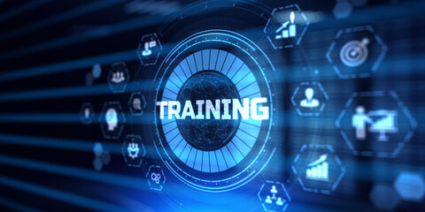 Business Training Coaching personal development concept on virtual screen.