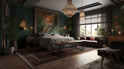 urd&rsquo;hui &agrave; 12:15
An eclectic luxury apartment that marries bohemian flair with upscale finishes. Distinctive Persian rugs cover rich hardwood floors, while a modern crystal chandelier dangles above a r