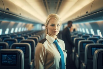 Woman fly attendant. Generate Ai