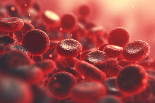 Red blood cells microscope. Generate Ai