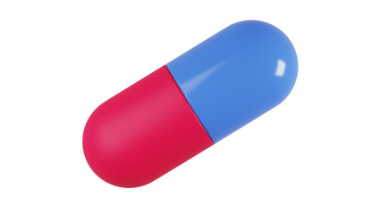 3d minimal blue red capsule. medicine, pill. 3D illustration.