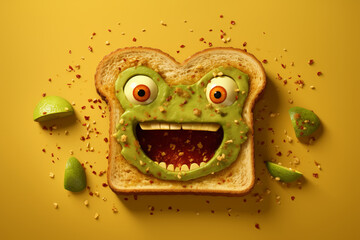 3D Avocado Toast Art - Emojis Meet Breakfast Delight