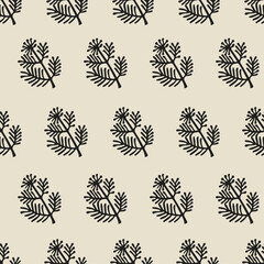 A modern and minimalistic pattern incorporating botanical motifs. This stylish vector illustration showcases trendy geometric flowers against a Groovy Vector backdrop in a boho style.
