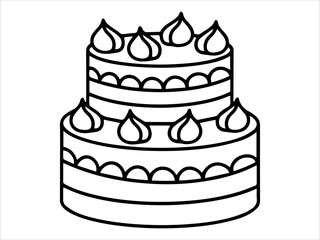 Birthday Cake Line Art Illustration
