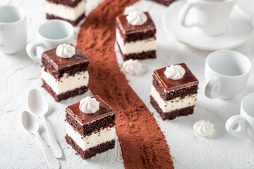 Delicious cream filled pie as classic Polish dessert.
