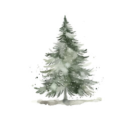 Christmas tree in trendy farmhouse style. Watercolor. Vector illustration design. - obrazy, fototapety, plakaty