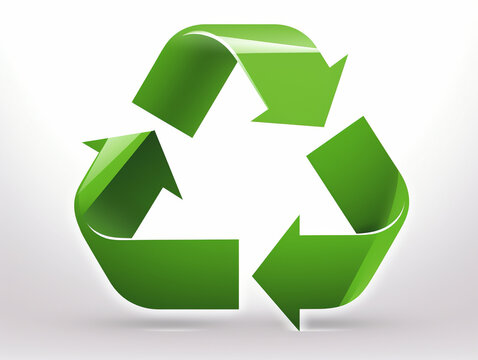 An image showcasing a green recycling symbol set against a clean, white backdrop, emphasizing the importance of recycling and environmental consciousness.
