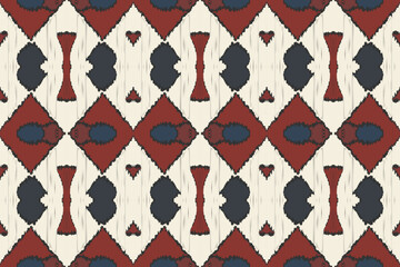 Fototapeta premium Motif Ikat Seamless Pattern Embroidery Background. Ikat Chevron Geometric Ethnic Oriental Pattern traditional.aztec Style Abstract Vector design for Texture,fabric,clothing,wrapping,sarong.