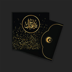 Ramadan Kareem Greeting Card With Editable Envelope In Front And Back View.