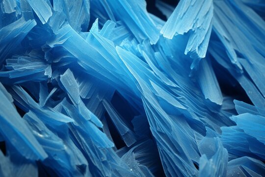 Highly magnified image of blue asbestos fibers seen on a fluorescent screen using an electron microscope. Generative AI