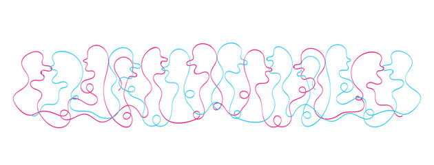 gente, persone, linea continua, stilizzato, semplice, 