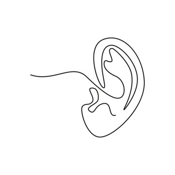 recommend clip art: Ear one line. Vector drawing.
                    