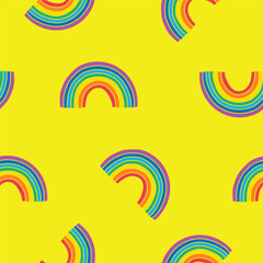 Rainbow pattern on a yellow background