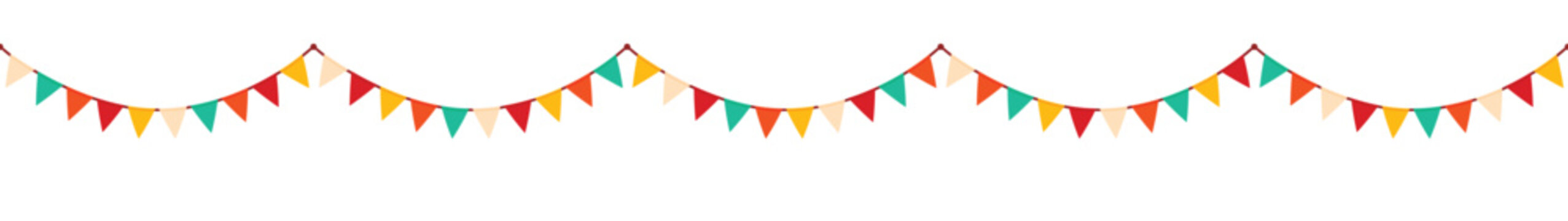 Festive Flag Garland Vector Illustration. Retro Buntings In Simple