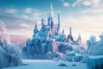 Magic ice castle landmark. Generate Ai