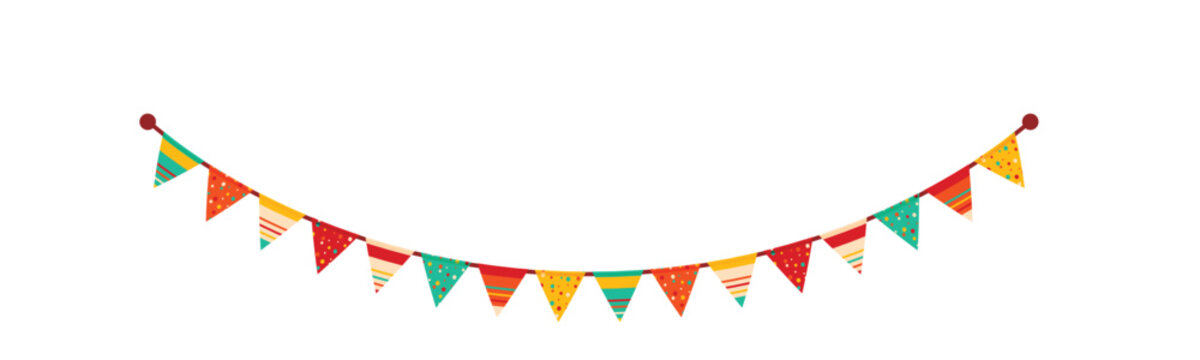 recommend clip art: Festive flag garland vector illustration. Retro bunting in simple flat