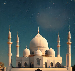 islamic mosque cartoon style illustration.