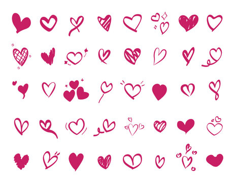 Hand drawn Heart Icons for valentines and wedding