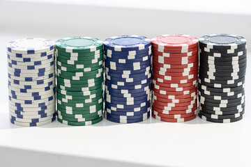 Casino chips on white background isolated