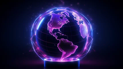 Foto op Plexiglas Noord-Europa Creative glowing purple map or globe hologram