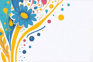 Cartoon Cammomile flowers. AI generated illustration