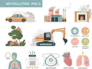 Air Pollution Infographic Set