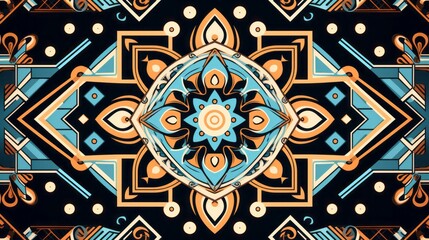 Photo of a vibrant and eye-catching pattern featuring a striking combination of blue and orange hues