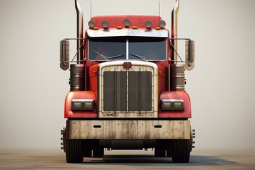 Front view of an isolated semi truck. Generative AI - obrazy, fototapety, plakaty