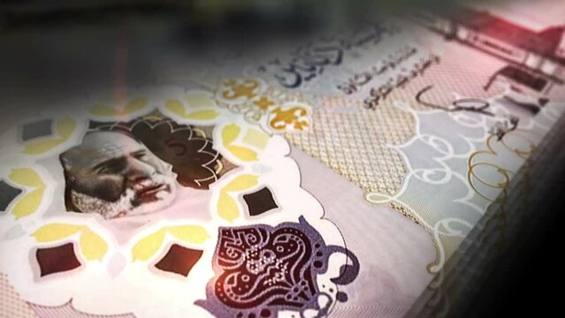 Libya money Libyan Dinar money counting. LYD banknotes. Fast cash note count macro loop. Business, finance and economy. Loopable and seamless concept.