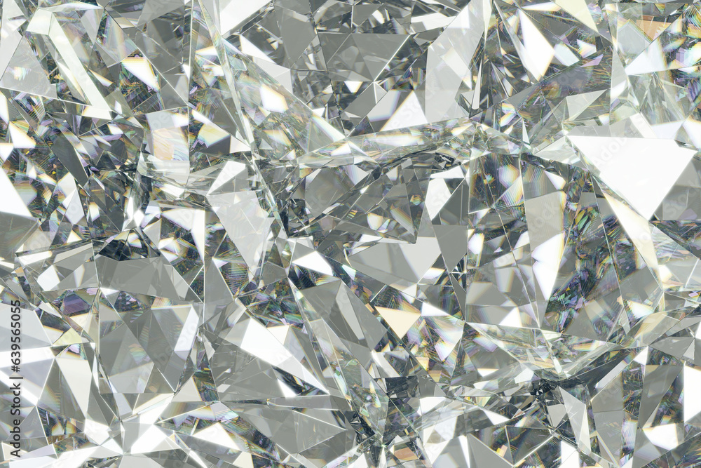 Poster luxury abstract realistic crystals texture with prism spectrum caustic reflection close up backgroun