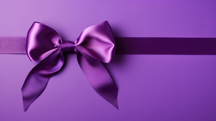 Alzheimer's disease day, purple ribbon on purple background. Generative Ai