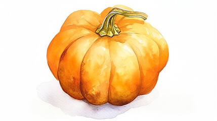 オレンジ色のかぼちゃの水彩イラスト