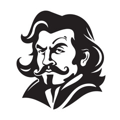 Vector Man icon. Vector Icon of a man with a beard and mustache. Bearded man icon.