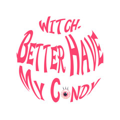 Halloween pink, funny lettering, print, funny joke